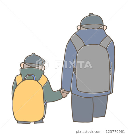 Father and child, identical parents and children 123770961