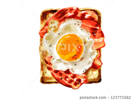 水彩煎蛋吐司插圖 123771082