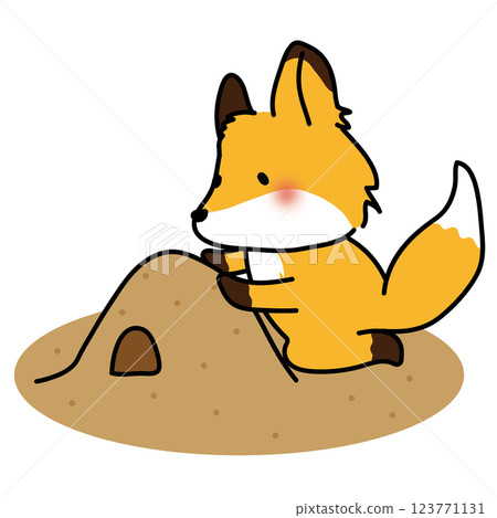 A fox playing in the sandbox 123771131