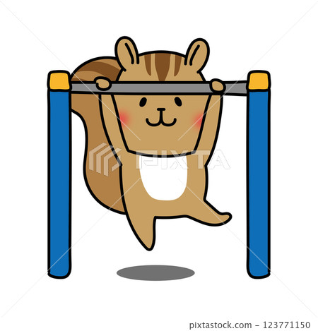 Squirrel doing horizontal bar Squirrel doing horizontal bar 123771150