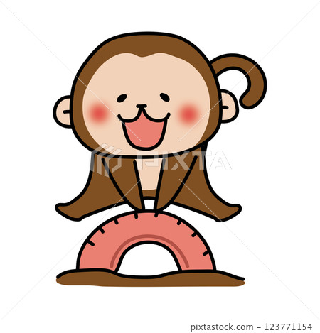 Monkey playing with a tire jump in the park Monkey playing with a tire jump in the park 123771154