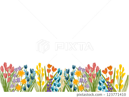 Colorful floral watercolor illustration background frame Colorful floral watercolor illustration background frame 123771410