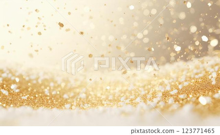 奢華的 3D 插畫，耀眼的金色五彩紙屑飄落 123771465