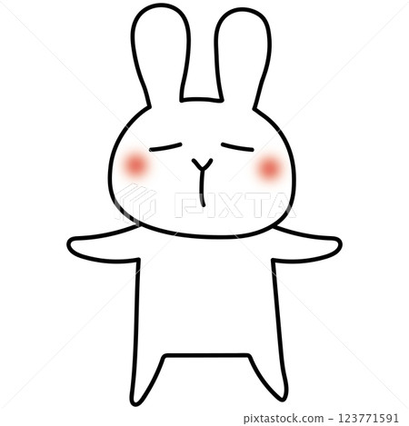 一隻白兔高興地張開雙臂 一隻白兔高興地張開雙臂 123771591