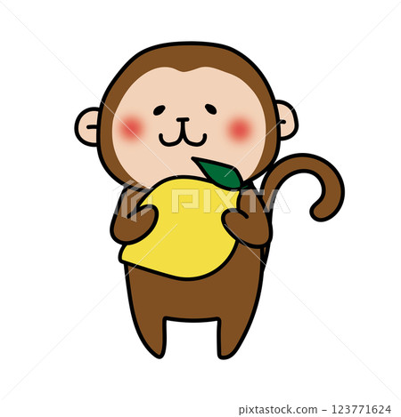 Monkey holding a lemon 123771624