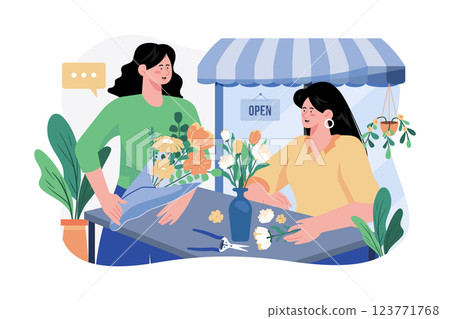 Florist Making Bouquet In A Flower Shop 123771768