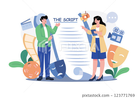 Actor Reads The Script, Movie-Making Scene 123771769