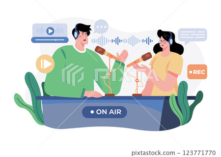 Podcast Recording And Broadcasting 123771770