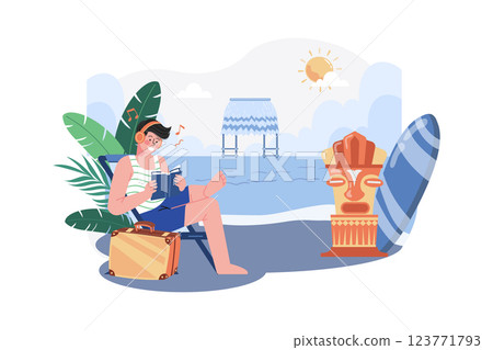 Man Enjoying Summer Holiday At The Beach 123771793