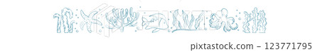 Marine life doodle sticker. Underwater creatures like starfish, coral, and seaweed create a vibrant aquatic theme. Fun doodle style, perfect for summer designs or aquarium projects. Marine life doodle sticker. Underwater creatures like starfish, coral, and seaweed create a vibrant aquatic theme. Fun doodle style, perfect for summer designs or aquarium projects. 123771795
