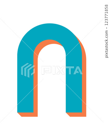 Bold abstract geometric shape with shadow. Modern icon and flat figure. A minimalist element, this brutalism design enhances contemporary spaces, ideal for digital projects and branding. 123771858