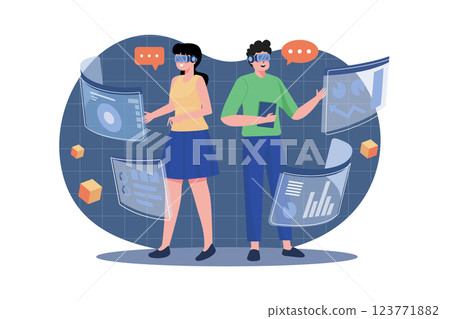 Business People Doing Analysis Using VR Business People Doing Analysis Using VR 123771882
