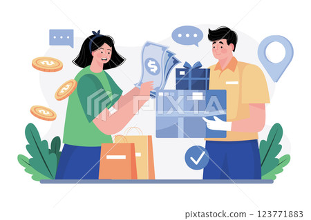 Cash On Delivery Illustration concept. A flat illustration isolated on white background 123771883