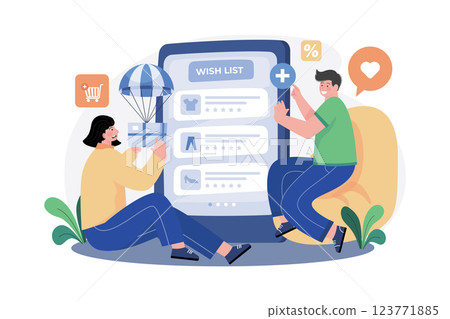 Add To Wish List Illustration concept. A flat illustration isolated on white background 123771885