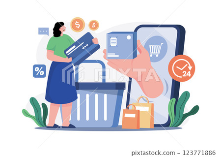 Online Shopping Platform Illustration concept. A flat illustration isolated on white background 123771886