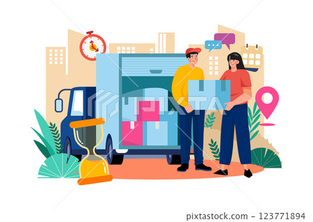 Delivery Person Delivering A Package 123771894