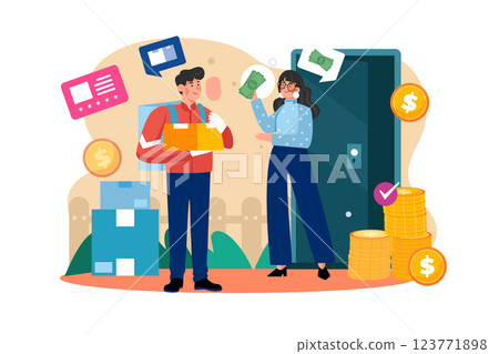 Cash On Delivery Illustration concept. A flat illustration isolated on white background 123771898