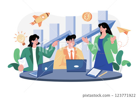 Business Group Working Together On Financial Success 123771922