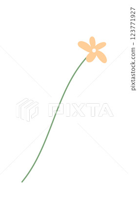 A flower in a simple style evokes a sense of beauty. This art piece showcases plant with delicate blossom. It features an elegant character representing nature, digital art, and creativity, ideal for 123771927