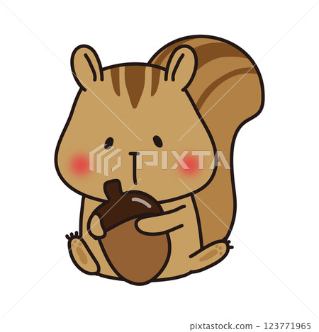 A squirrel holding an acorn 123771965