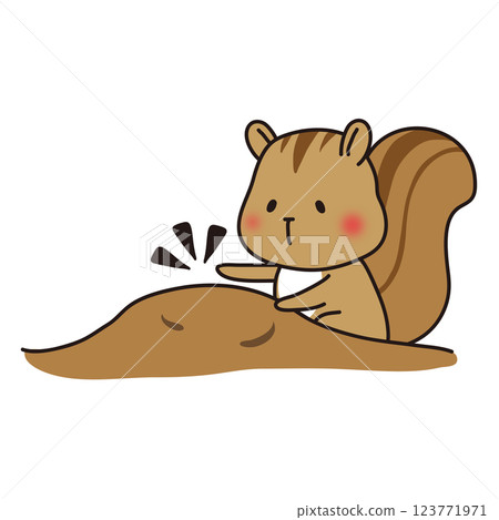 Squirrel burying and popping acorns 123771971