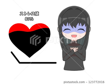 Woman 4/5 with stress level displayed Woman 4/5 with stress level displayed 123772016