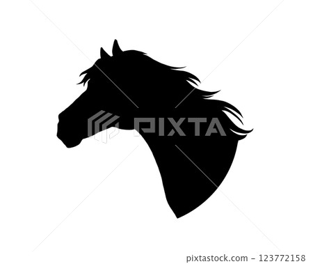 逼真的馬輪廓剪影 逼真的馬輪廓剪影 123772158