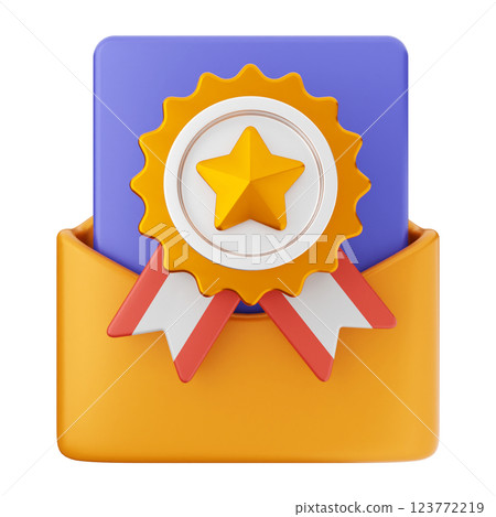 3d mail email message reward badge medal 123772219
