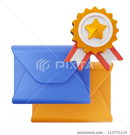 3d mail email message reward badge medal 123772224