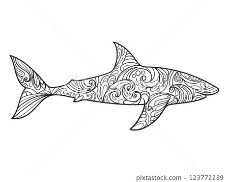 Shark coloring book for adults vector 123772289