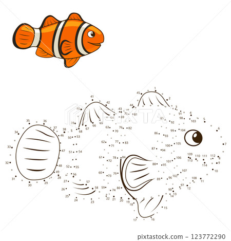 Connect the dots to draw game clown fish vector 123772290