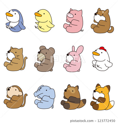 A set of cute stuffed animals 123772450