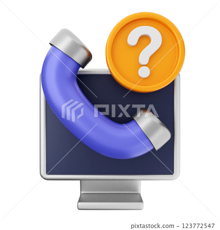3d helpdesk support center service call pc question mark 123772547