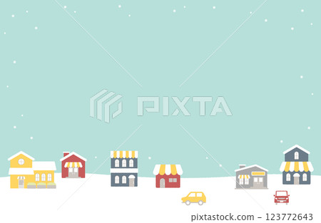 冬季城市景觀和購物街背景向量插圖框架複製空間 冬季城市景觀和購物街背景向量插圖框架複製空間 123772643