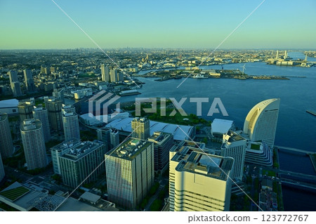 從橫濱地標塔觀景台鳥瞰港未來區和東京天際線 123772767