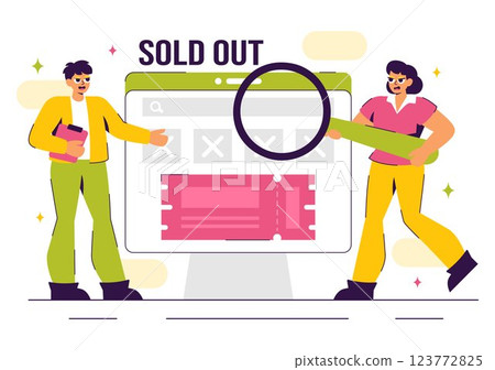 Sold Out Vector Illustration featuring a Shopping Message or Special Offer Indicating Product Unavailability in a Flat Style Cartoon Background 123772825