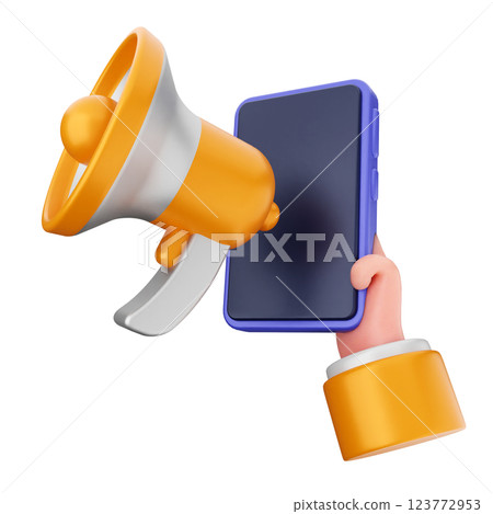 3d social media icon megaphone 123772953