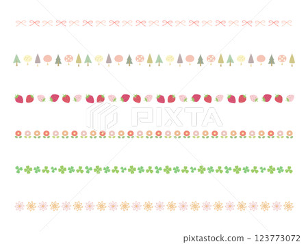 Cute spring material lines, decorative border illustration set Cute spring material lines, decorative border illustration set 123773072