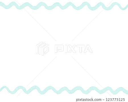 Roughly drawn abstract light blue wavy line frame - Sea, waves, pool 123773125