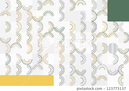 Contemporary Pattern Featuring Curved Lines and Geometric Blocks in Muted Colors Contemporary Pattern Featuring Curved Lines and Geometric Blocks in Muted Colors 123773137