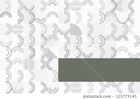 Elegant Monochrome Abstract Composition with Geometric Shapes and Green Accents 123773145