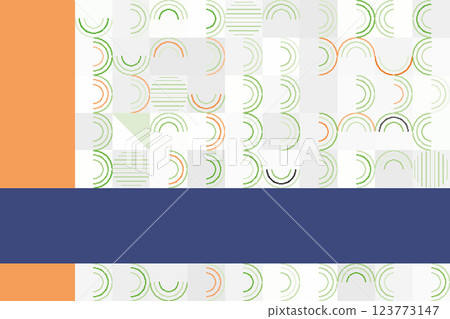Vibrant Abstract Design Featuring Orange and Navy Blue Accents with Curved Patterns 123773147