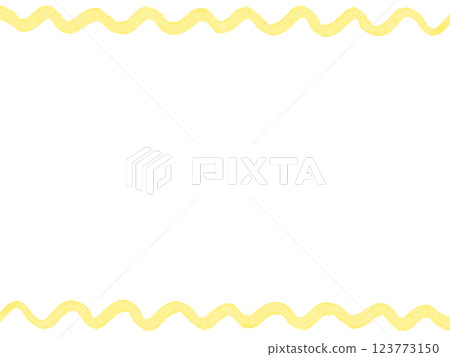 Roughly drawn abstract yellow wavy frame 123773150