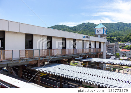 橋上的車站大樓與月台景觀 [山陽本線瀨野站] 123773279