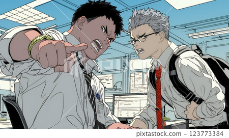 A boss scolding a subordinate who made a mistake A boss scolding a subordinate who made a mistake 123773384