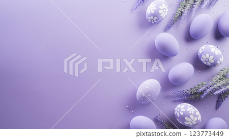 Happy easter! Colourful Easter eggs on pastel background. Decoration concept for greetings and presents on Easter Day celebrate time. Happy easter! Colourful Easter eggs on pastel background. Decoration concept for greetings and presents on Easter Day celebrate time. 123773449