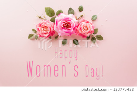 Happy Mother's day and Women's Day decoration concept made from flower on pastel background. Happy Mother's day and Women's Day decoration concept made from flower on pastel background. 123773458