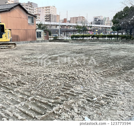 Vacant land prepared for construction using heavy machinery Vacant land prepared for construction using heavy machinery 123773594