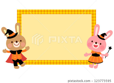 Cute rabbit Halloween message card Cute rabbit Halloween message card 123773595