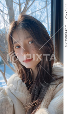 Asian woman taking a selfie 123774288